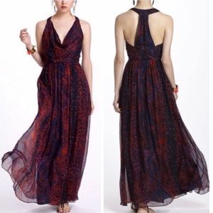 HD in Paris Seeped Sinopia Silk Maxi Dress Size M
